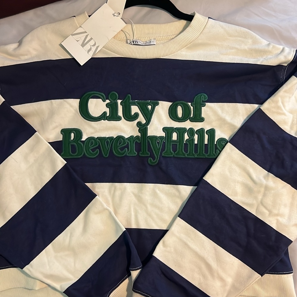 NWT Zara Crop City of Beverly Hills Sweatshirt